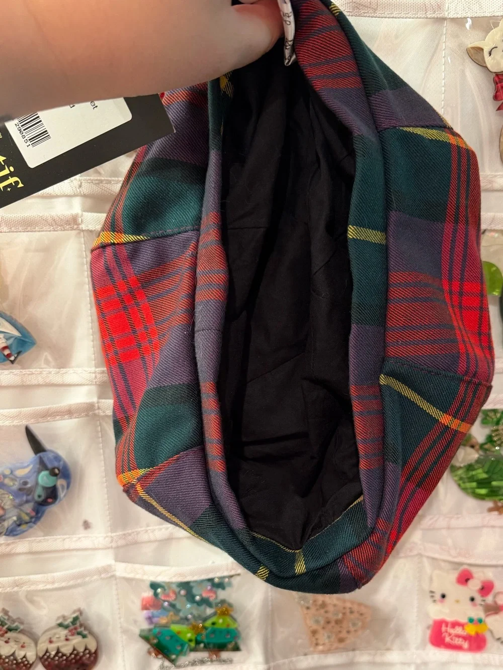 NWT Collectif Etude Check Pom-Pom Beret Multicoloured